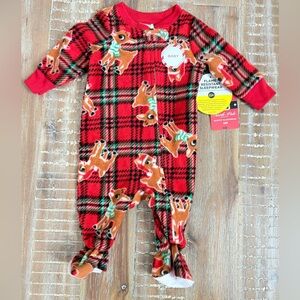 NWT North Pole Baby Sleepwear Footie Fleece Plaid Pajama Holiday Christmas 3M